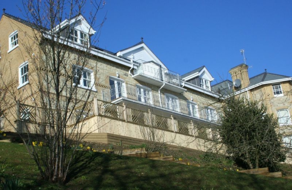 The Priory exterior view of the apartment building