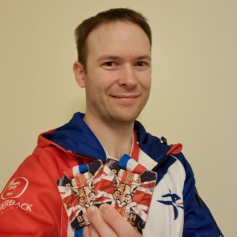 Joe Ramskill with medals